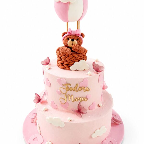 Tort Ursulet in balon Roz